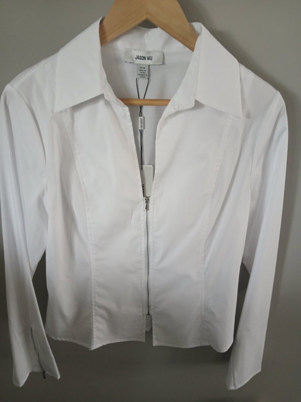 Jason Wu White Cotton Zip-Front Blouse